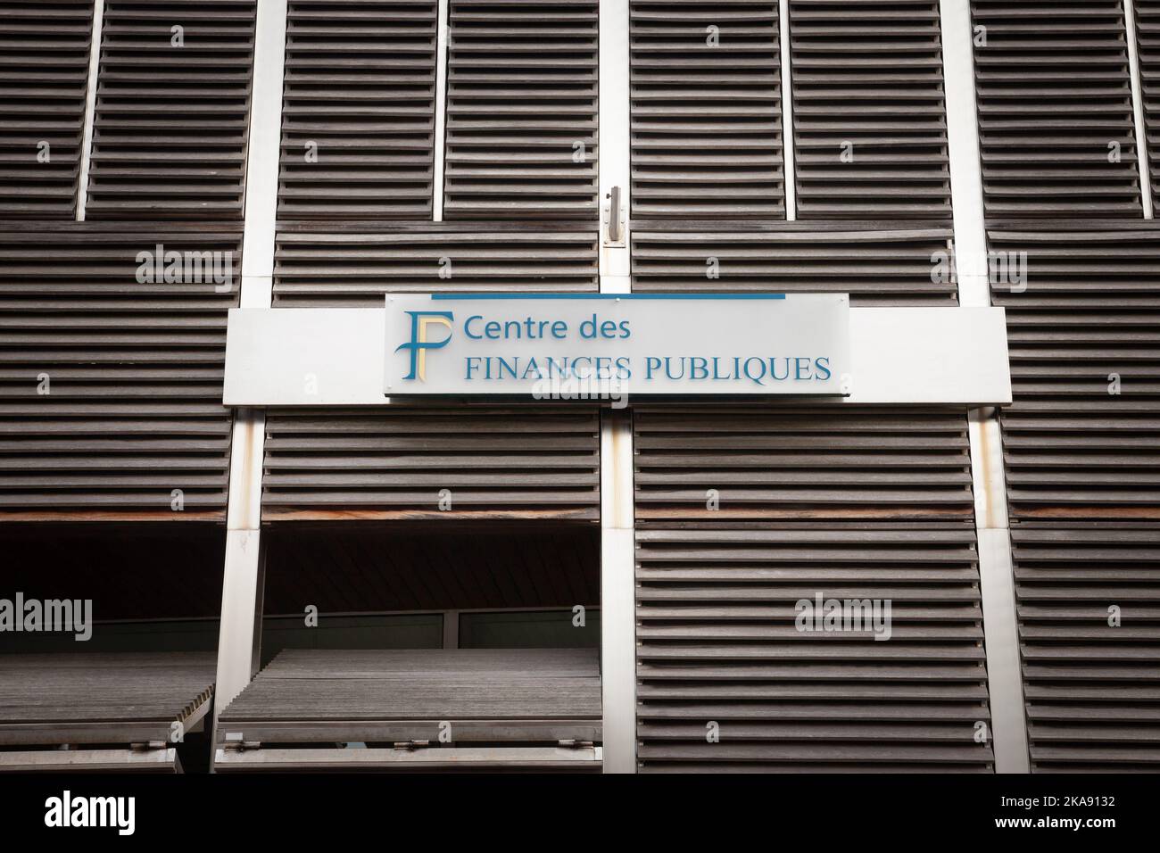 LYON, FRANCE - JULY 17, 2019: e  Picture of the local office of Direction Generale des Finances Publiques with their logo. The Directorate General of Stock Photo