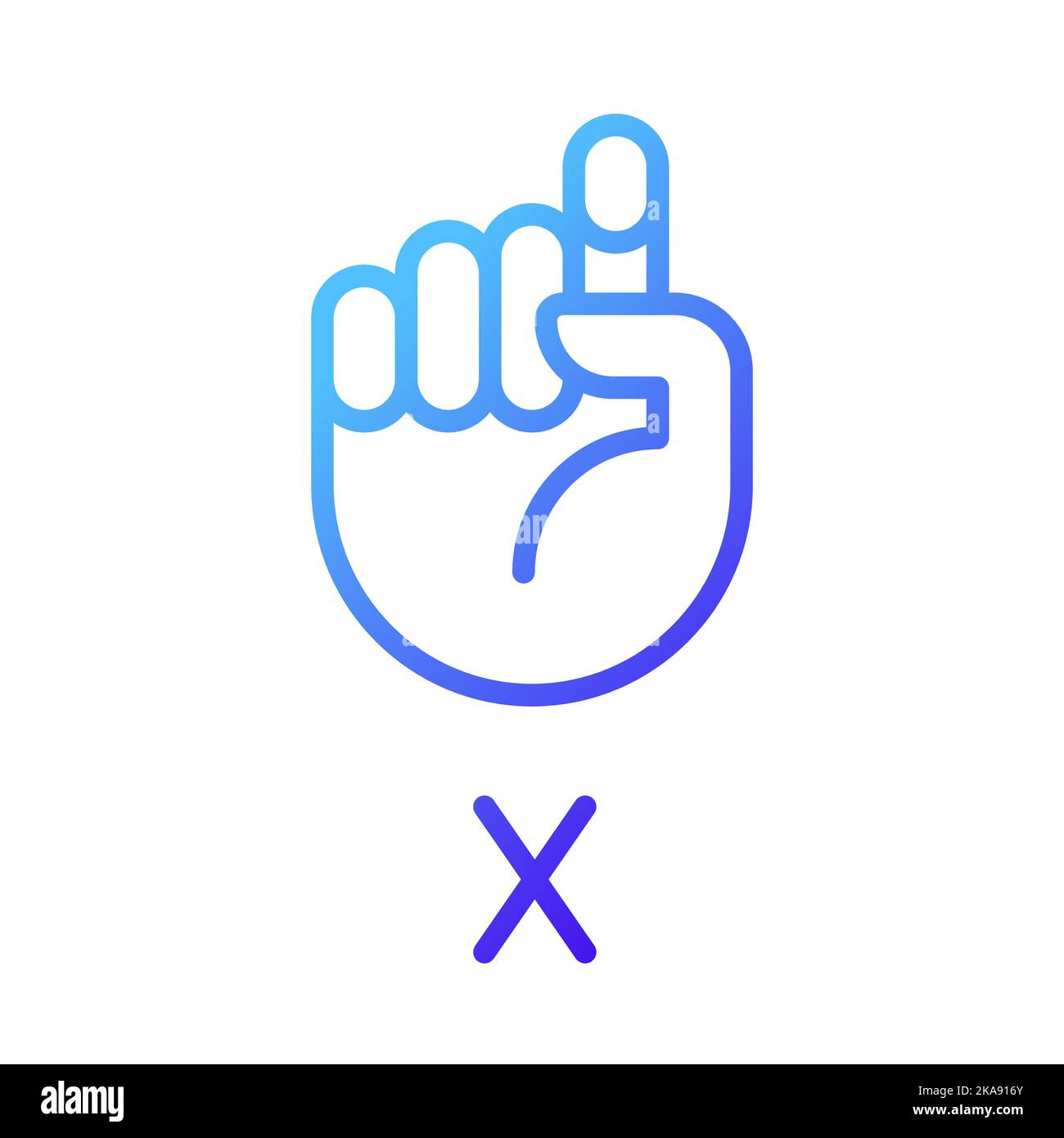 Letter X in ASL pixel perfect gradient linear vector icon Stock Vector