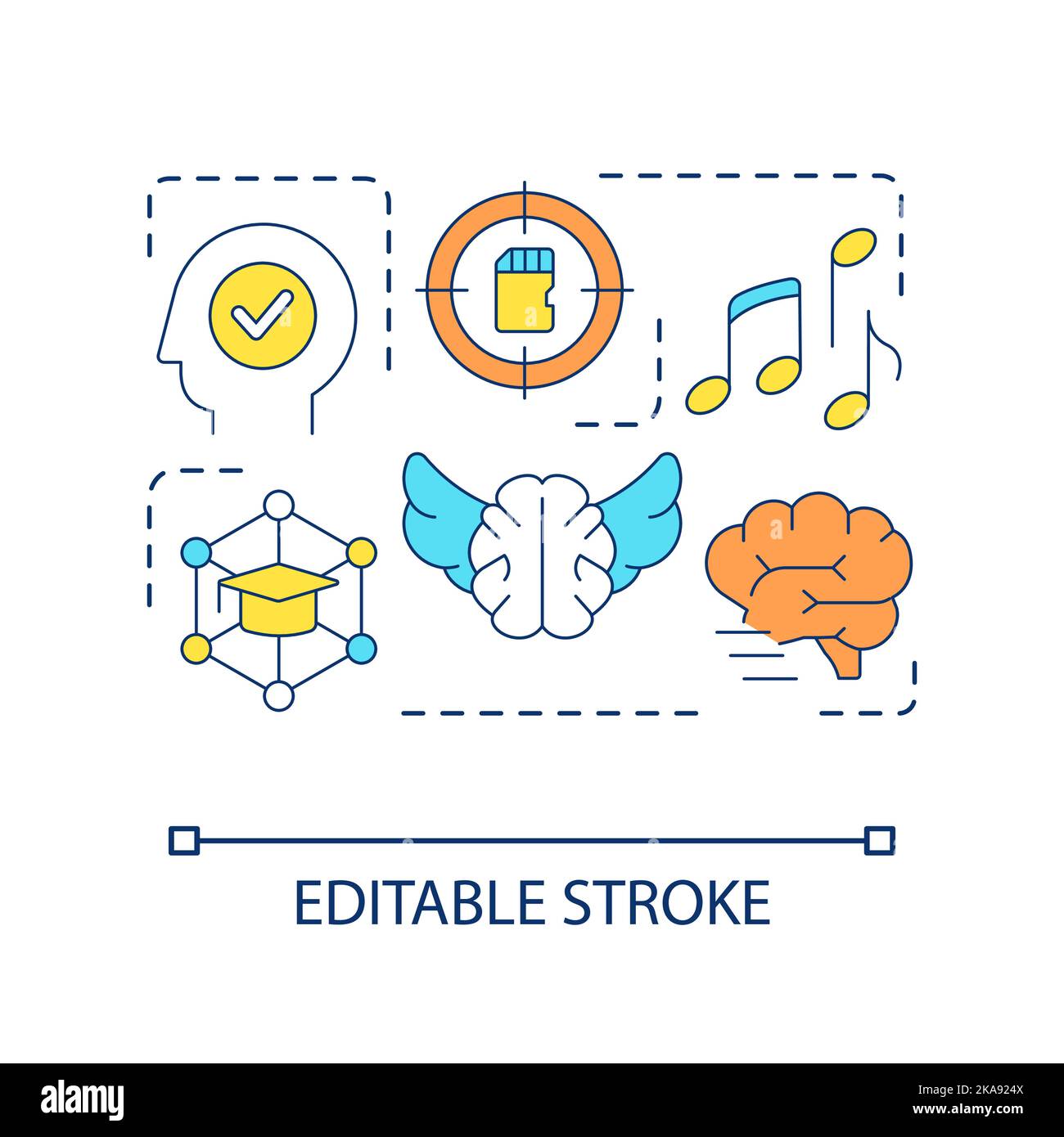 Verbal memorizing technique concept icon Stock Vector