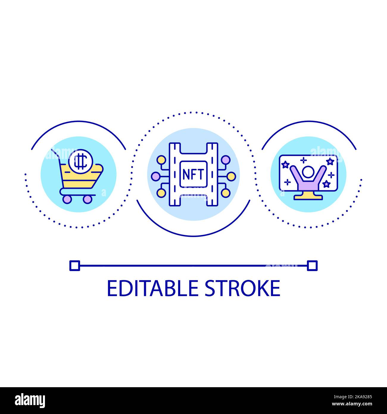 NFTs in film making loop concept icon Stock Vector