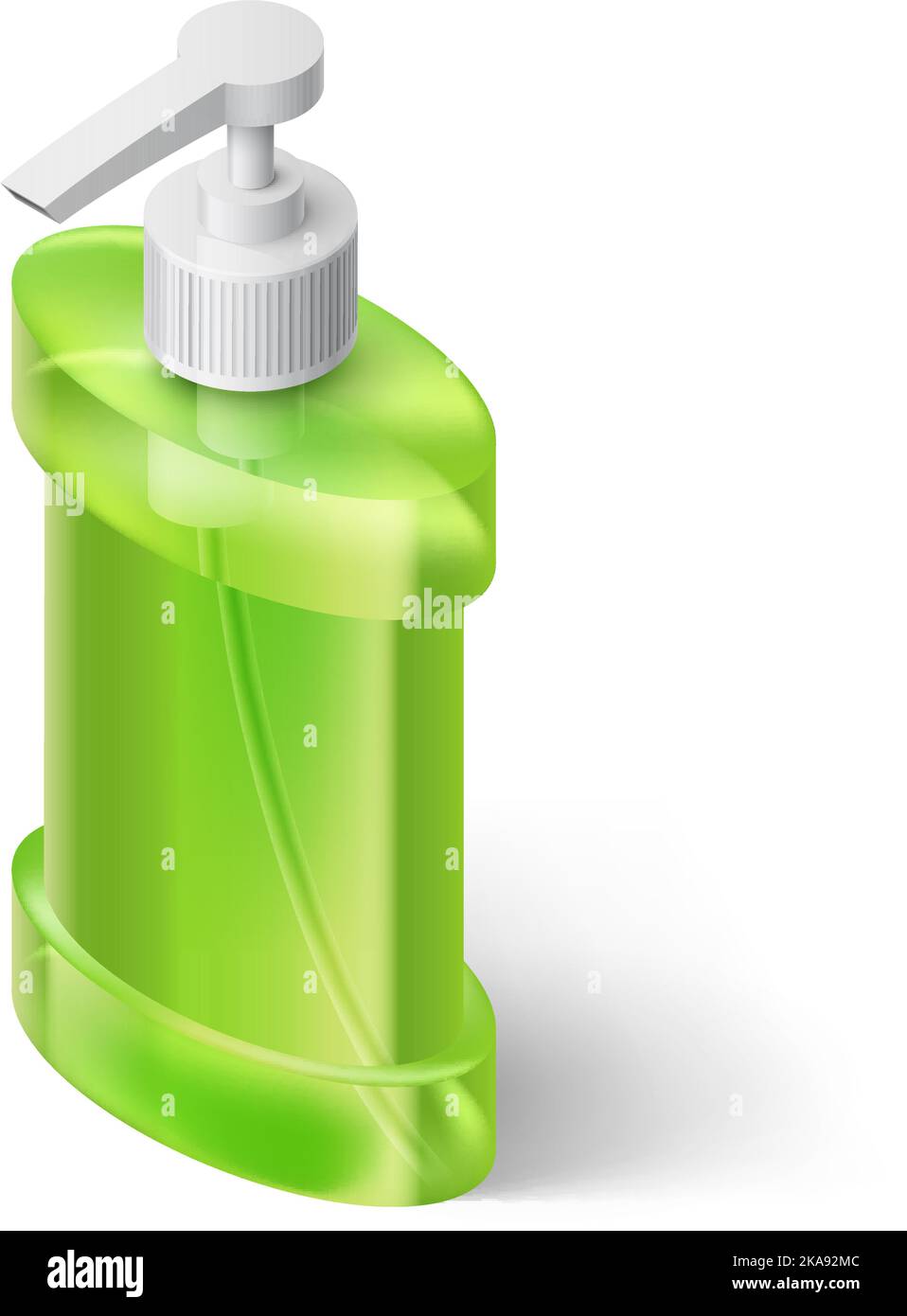 Green Liquid Soap Dispenser in Isometric Style Stock Vector
