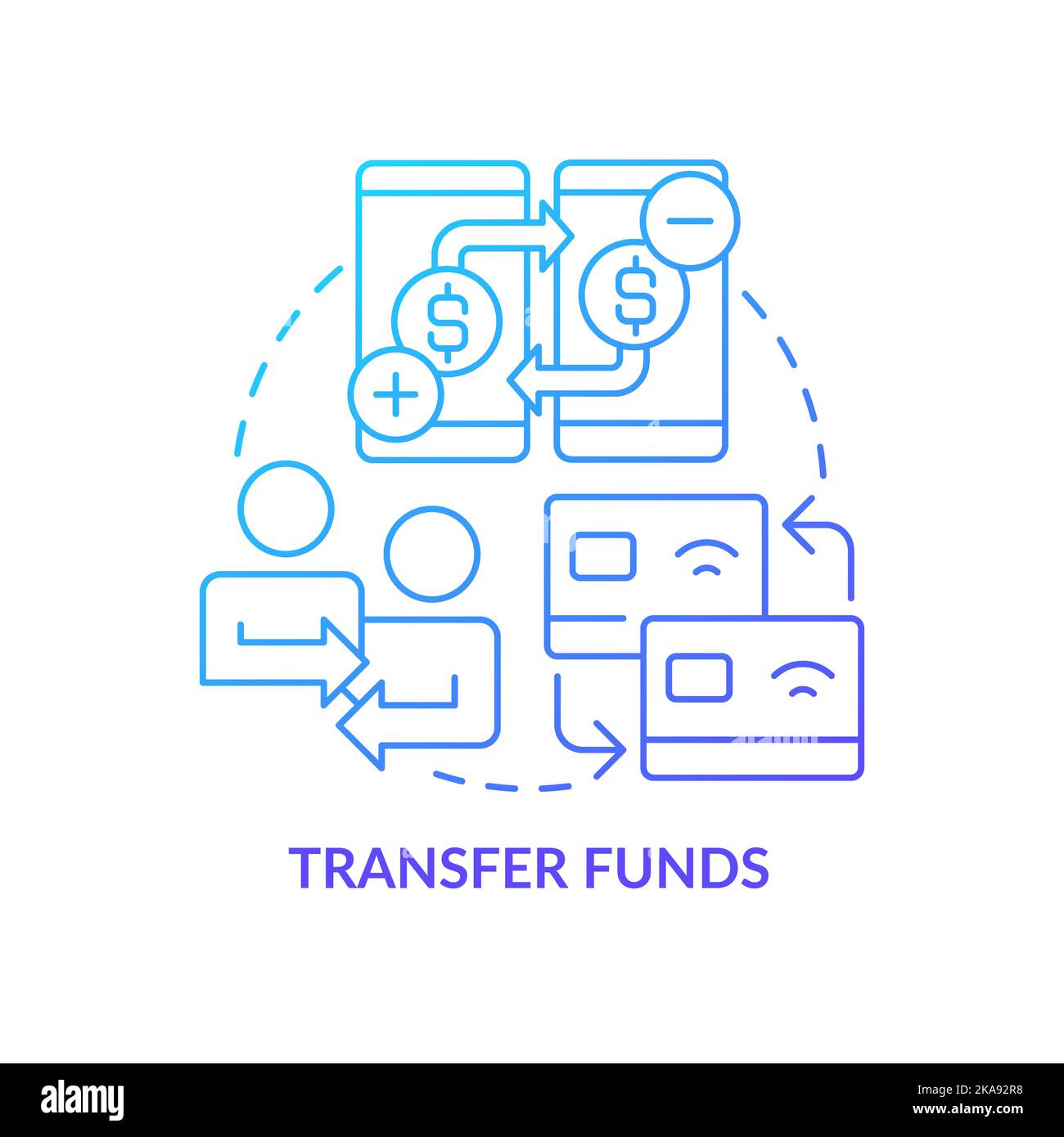 Money transfer blue gradient concept icon Stock Vector