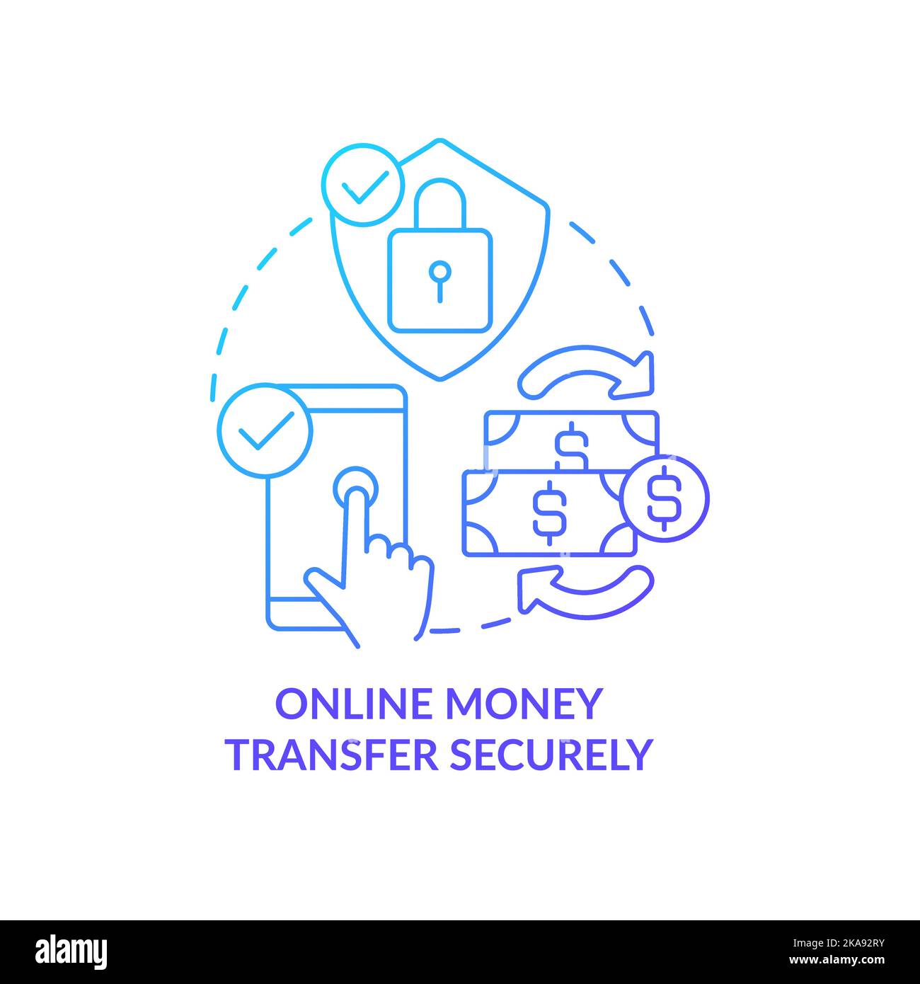 Safe way to transfer money blue gradient concept icon Stock Vector ...