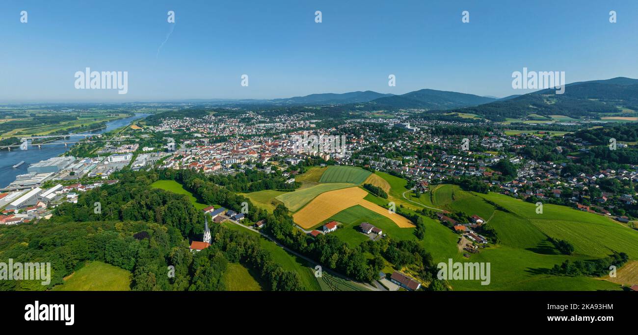 The region around Deggendorf, the gate to bavarian forest from above Stock Photo