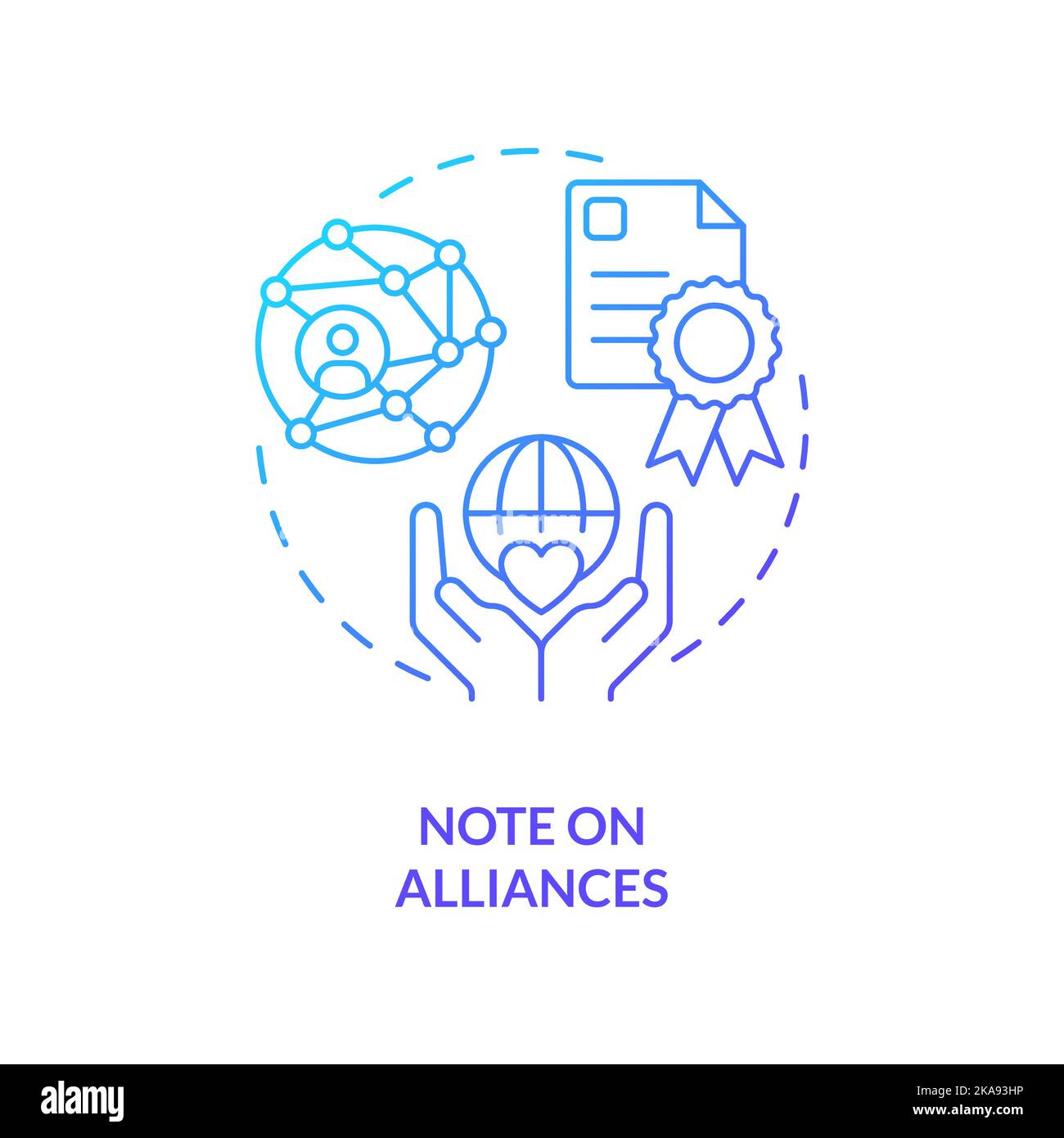 Note on alliances blue gradient concept icon Stock Vector