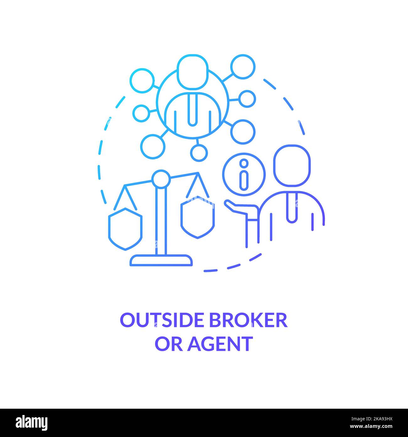 Outside broker blue gradient concept icon Stock Vector