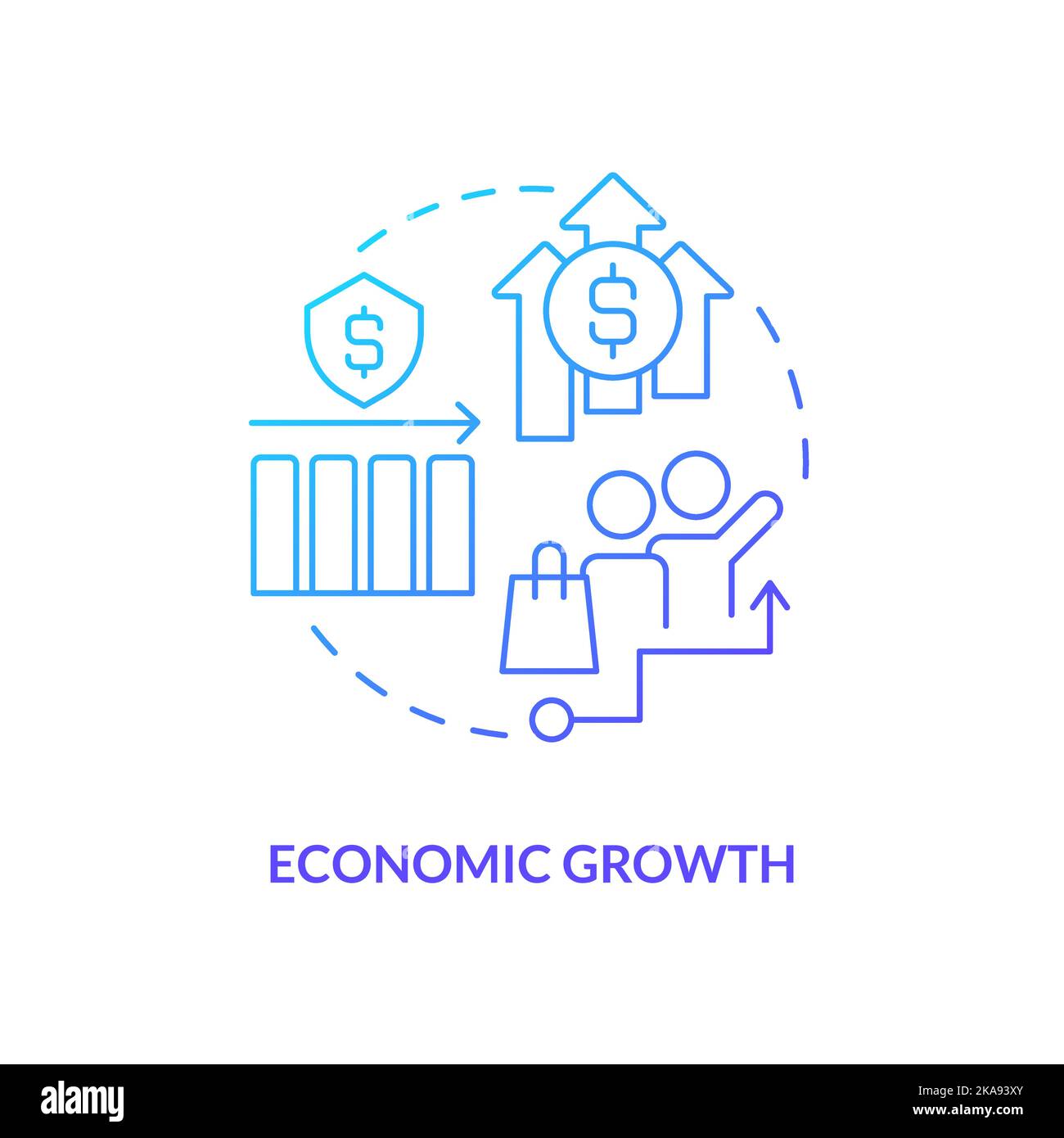 Economic growth blue gradient concept icon Stock Vector