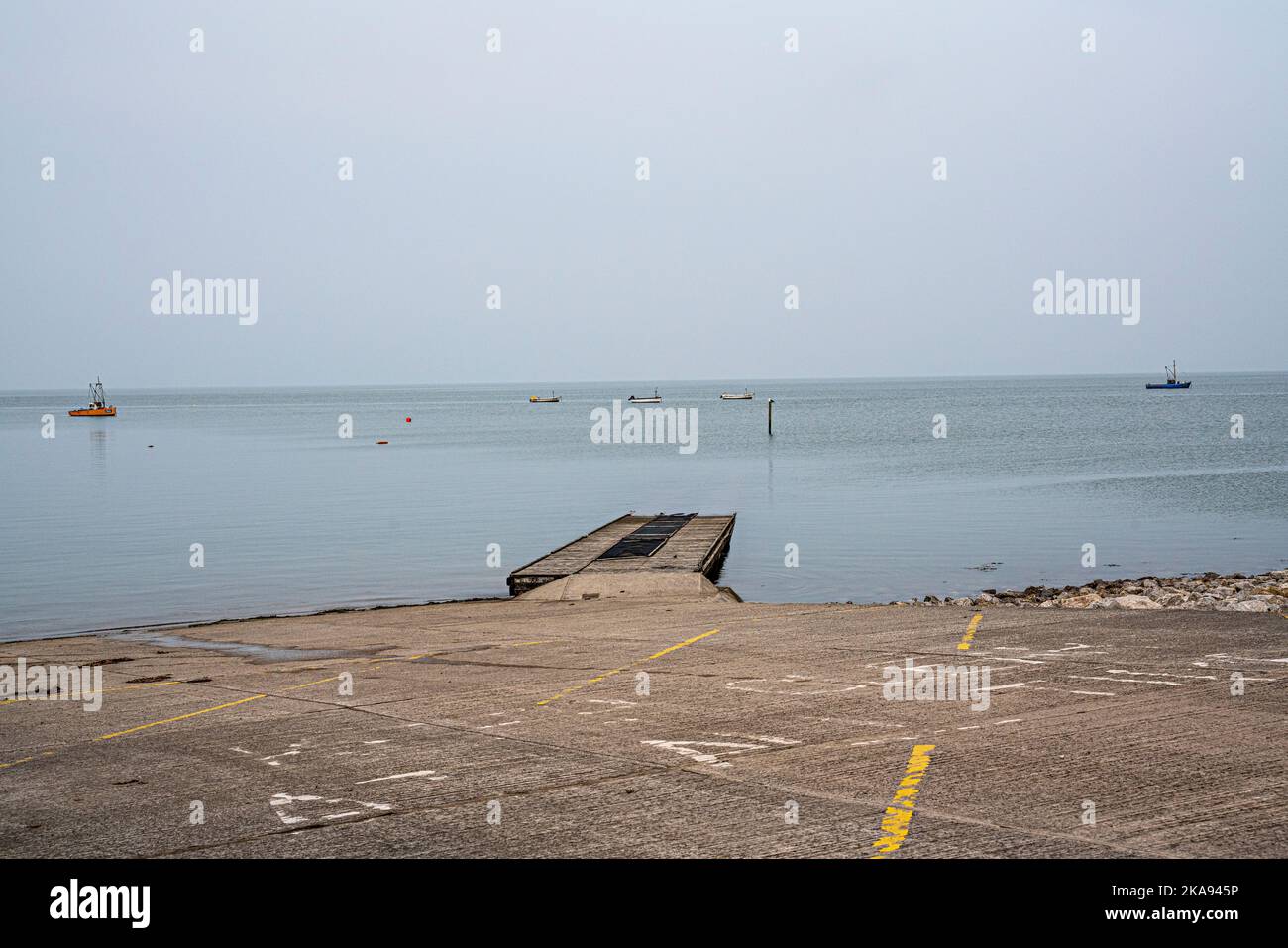 Floating boat launch ramp, Morecambe, Lancashire, Stock Photo