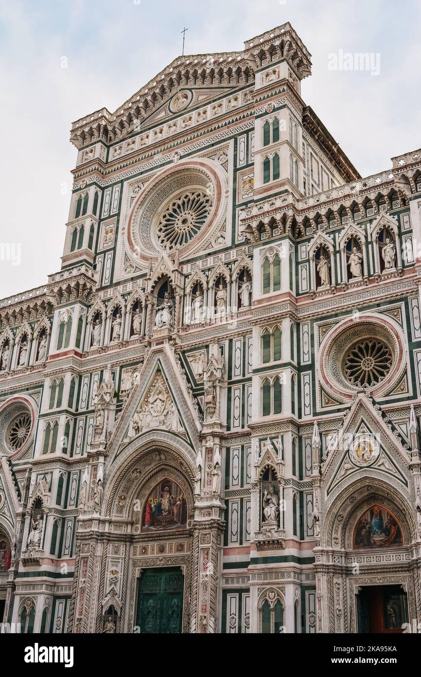 A vertical low angle shot of the beautiful Cathedral of Santa Maria del ...