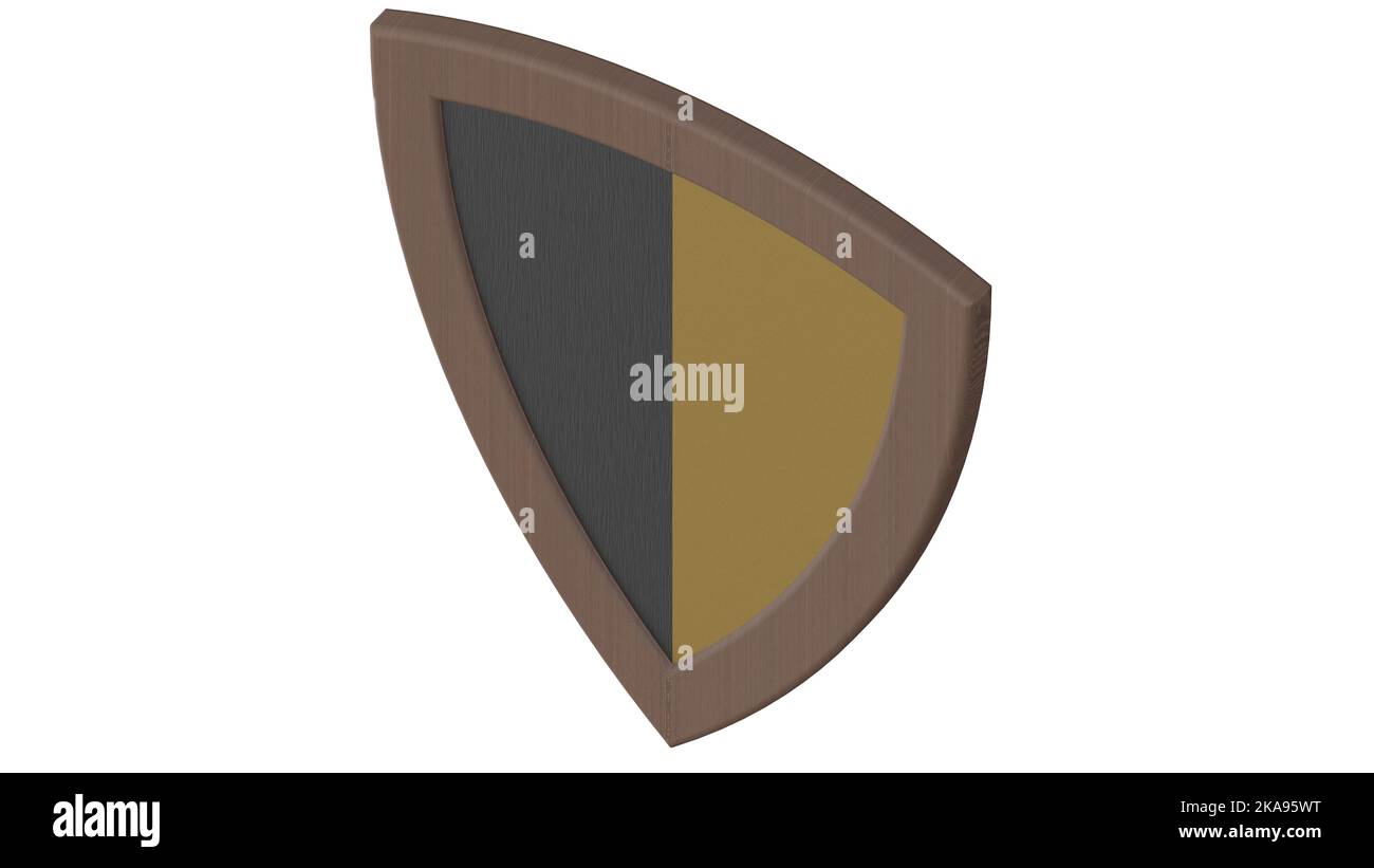 wood shield yellow and black medieval 3d render illustration Stock ...