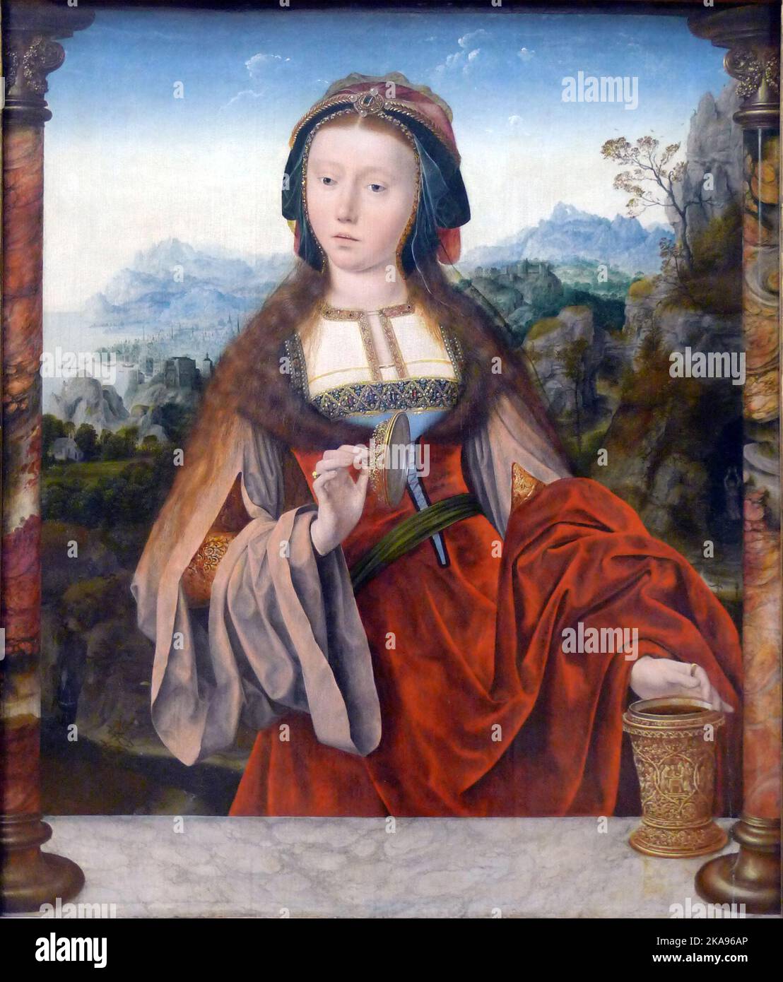 Quentin Massys.  Mary Magdalene. c.1520-25. Oil on panel, 85x73 cms Stock Photo