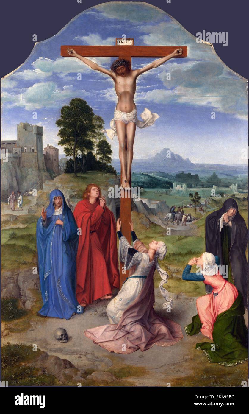 Quentin Massys. The Crucifixion. Oil on panel, 90.2 x 58.4 cm Stock Photo