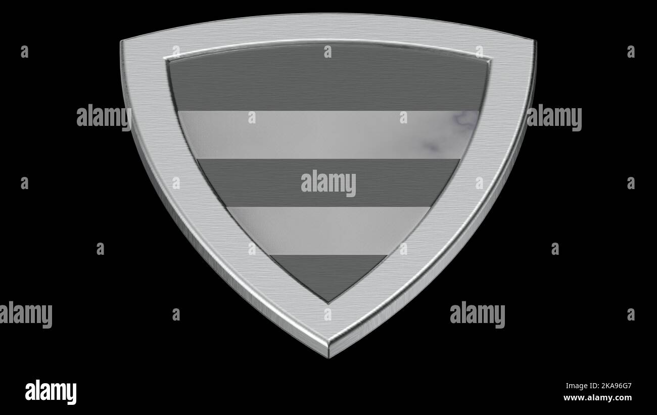 shield silver black white medieval 3d render illustration Stock Photo