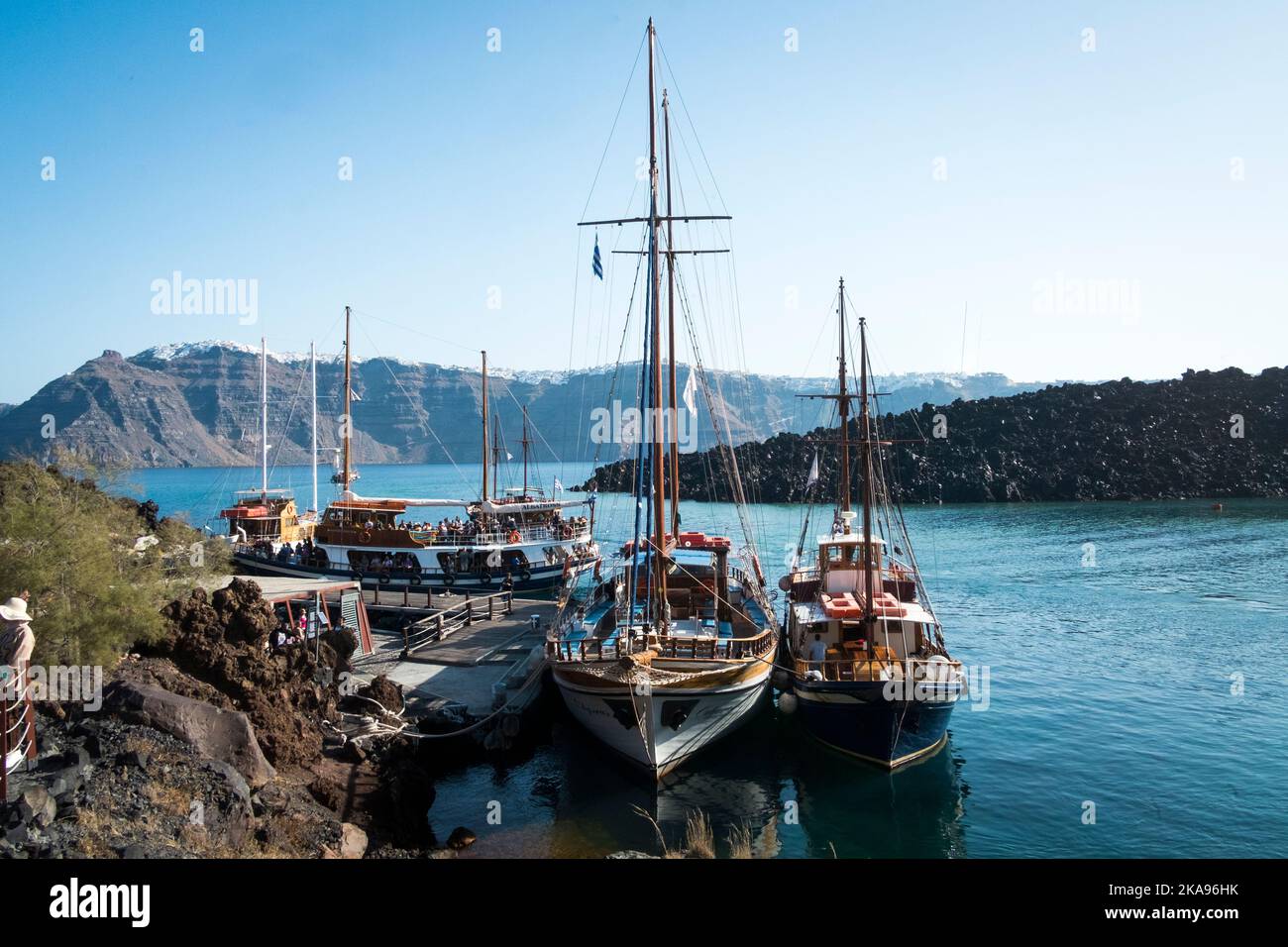 Santorini , one of the Cyclades islands in the Aegean Sea. Stock Photo