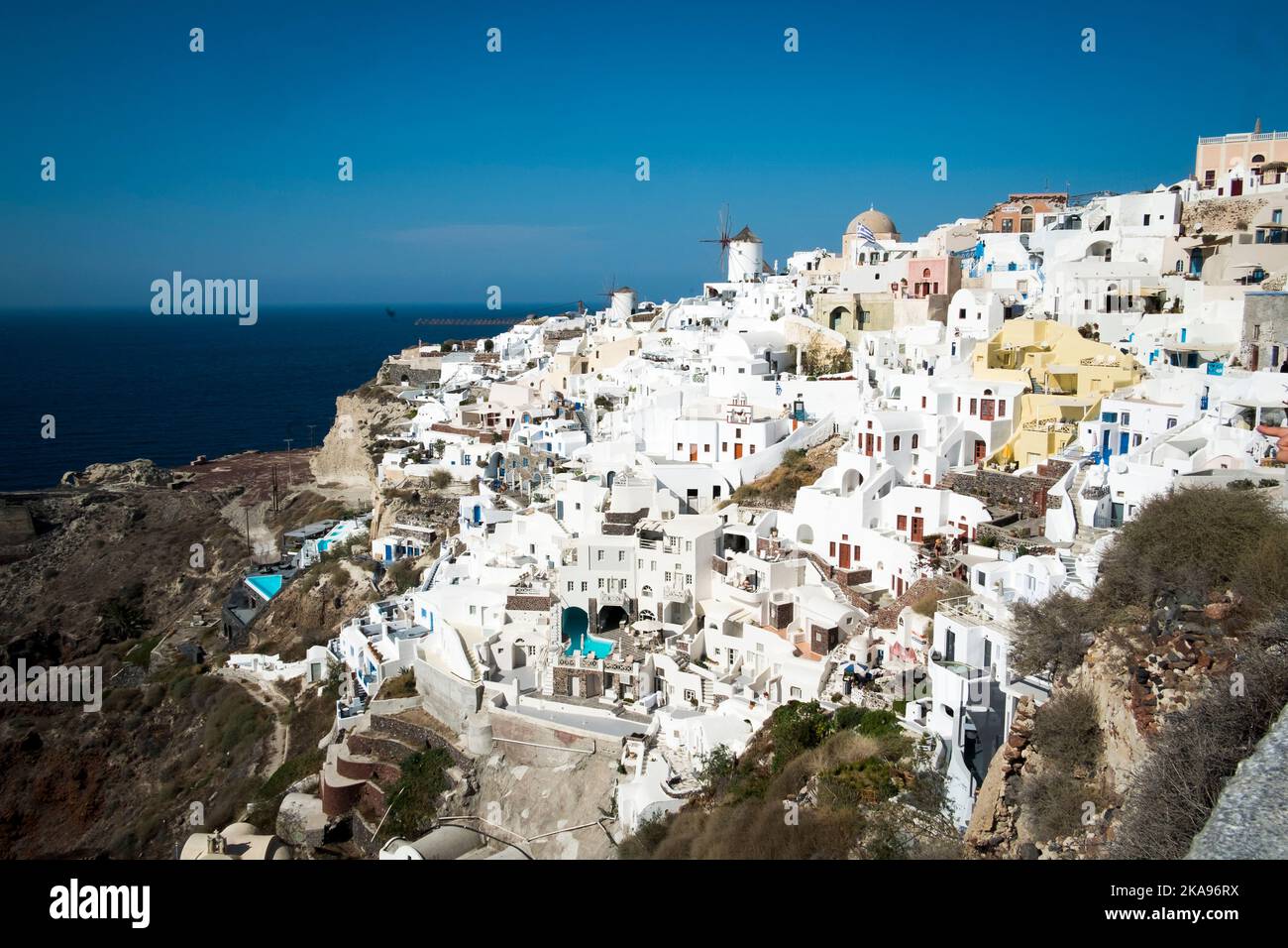 Santorini , one of the Cyclades islands in the Aegean Sea. Stock Photo