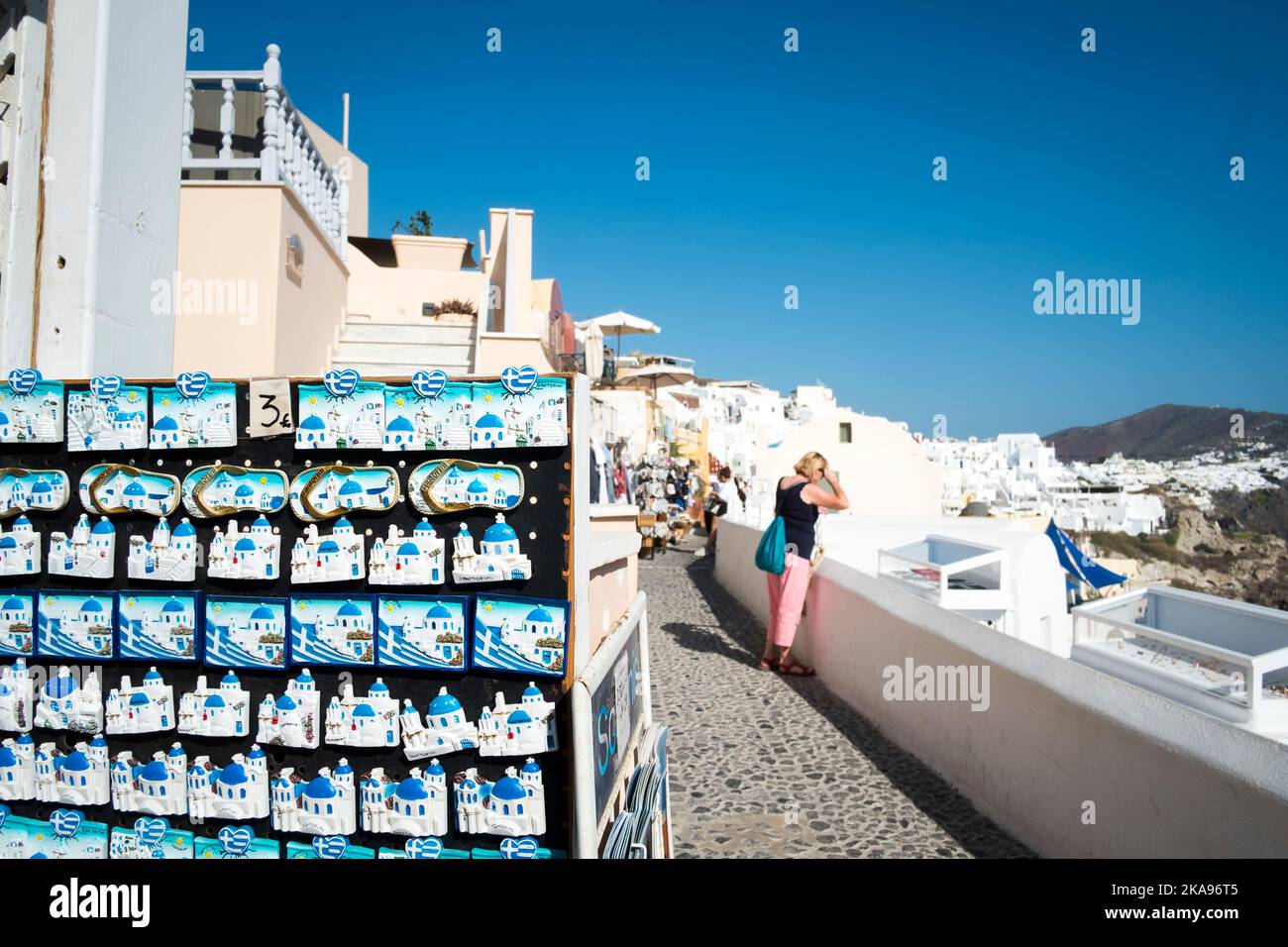 Santorini , one of the Cyclades islands in the Aegean Sea. Stock Photo