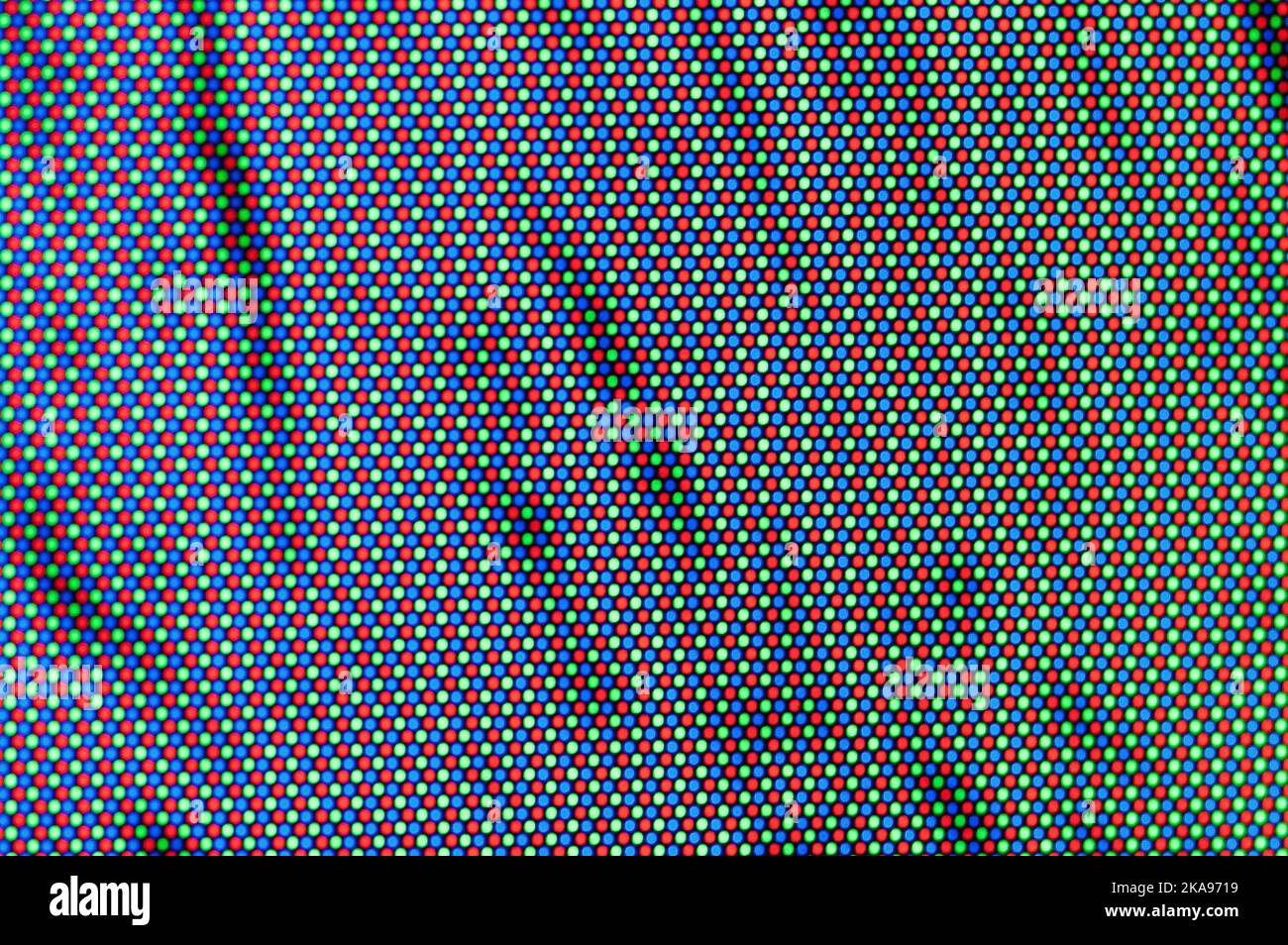 Close up of red, green and blue pixels on a CRT computer screen Stock