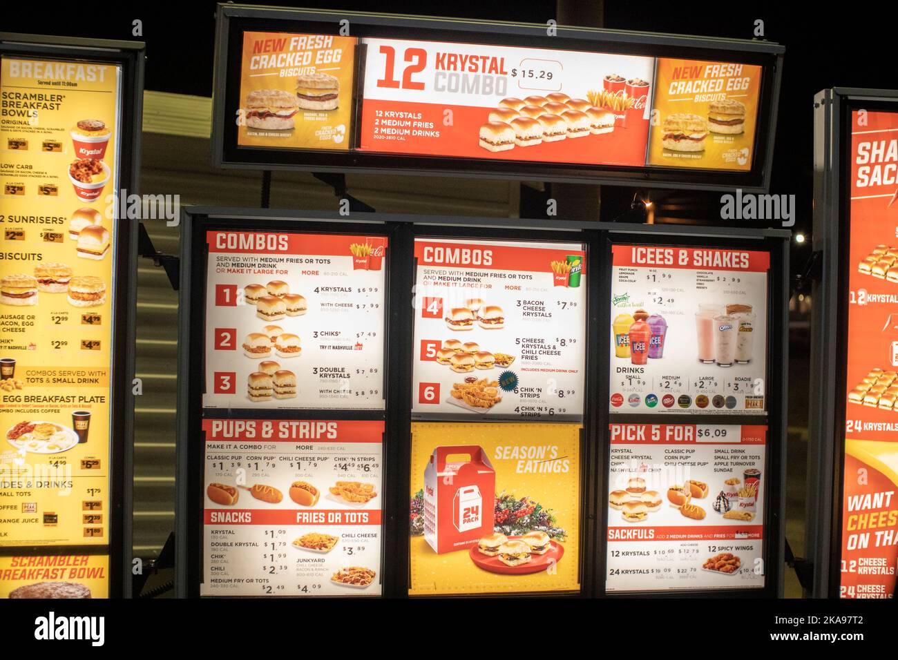 Augusta, Ga USA - 12 20 21: Krystal Burgers drive thru menu and prices  Stock Photo - Alamy