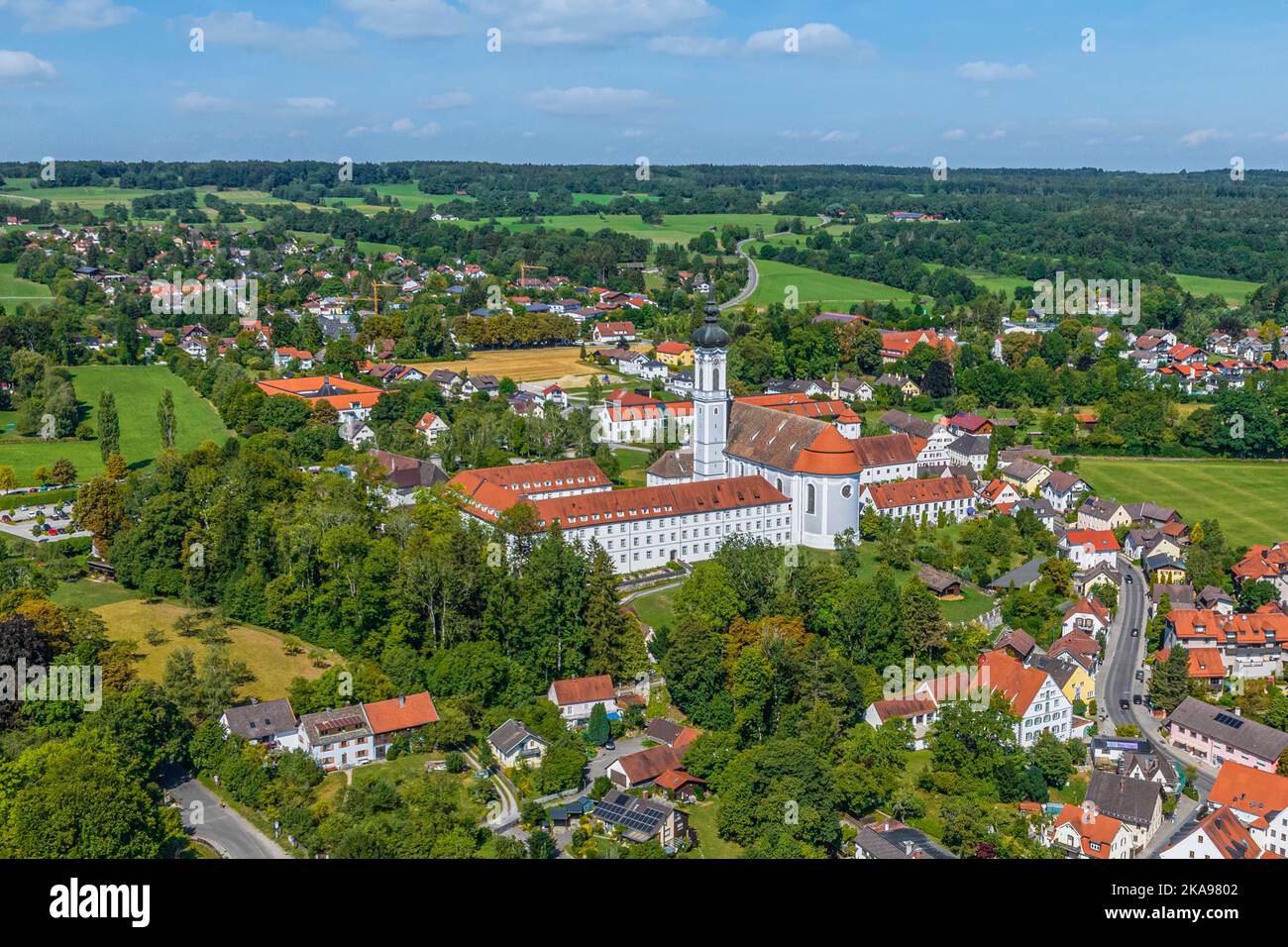 Diessen Aerial view to the beautiful region around Dießen on Ammersee Stock ...