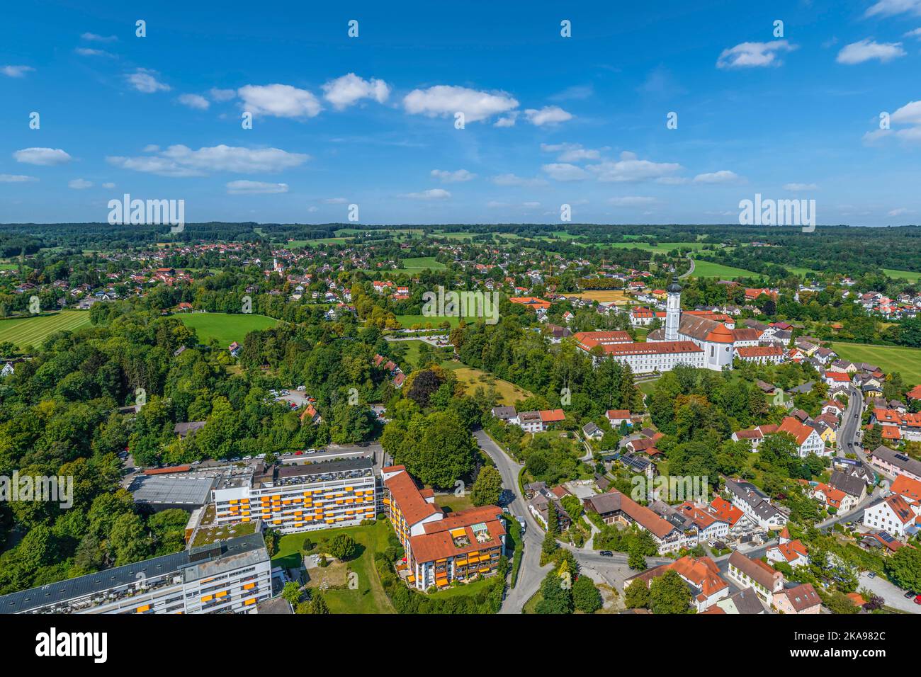 Diessen Aerial view to the beautiful region around Dießen on Ammersee Stock ...