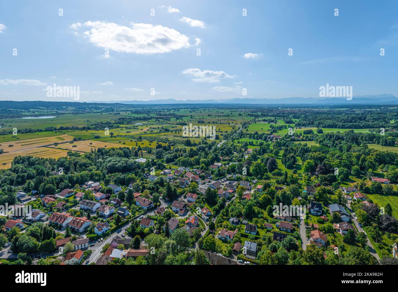Diessen Aerial view to the beautiful region around Dießen on Ammersee Stock ...