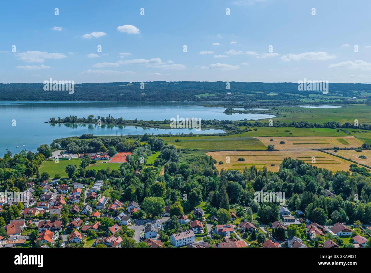 Diessen Aerial view to the beautiful region around Dießen on Ammersee Stock ...