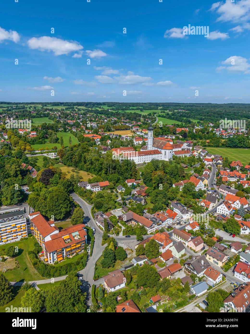 Diessen Aerial view to the beautiful region around Dießen on Ammersee Stock ...