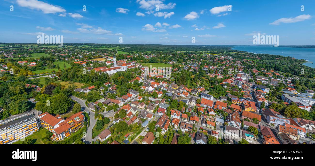Diessen Aerial view to the beautiful region around Dießen on Ammersee Stock ...