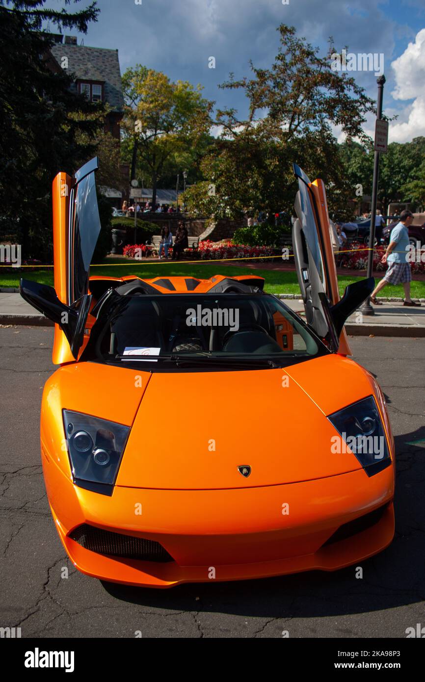 An orange Murcielago Roadster at Scarsdale Concourse Auto