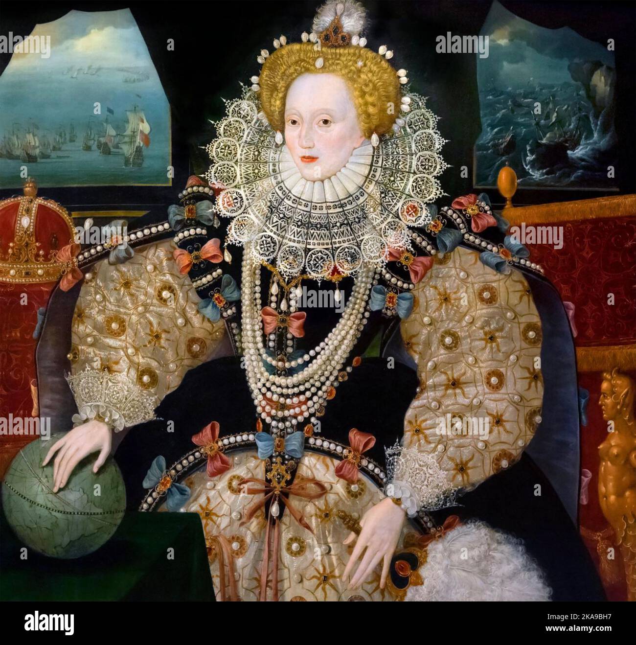 QUEEN ELIZABETH I of England (1533-1603) -one of three versions of the Armada portrait Stock Photo