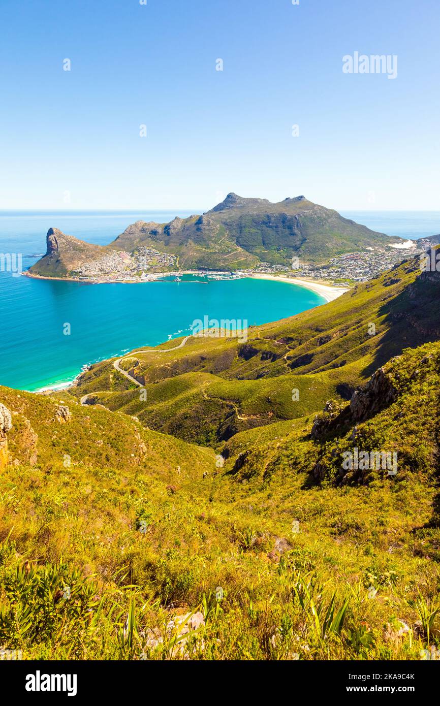 Hout Bay Coastal mountain landscape with fynbos flora in Cape Town, South Africa Stock Photo