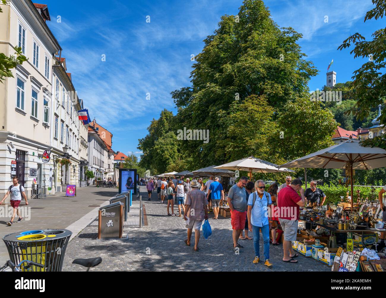 Flea Market on Breg in the old town, Ljubljana, Slovenia Stock Photo