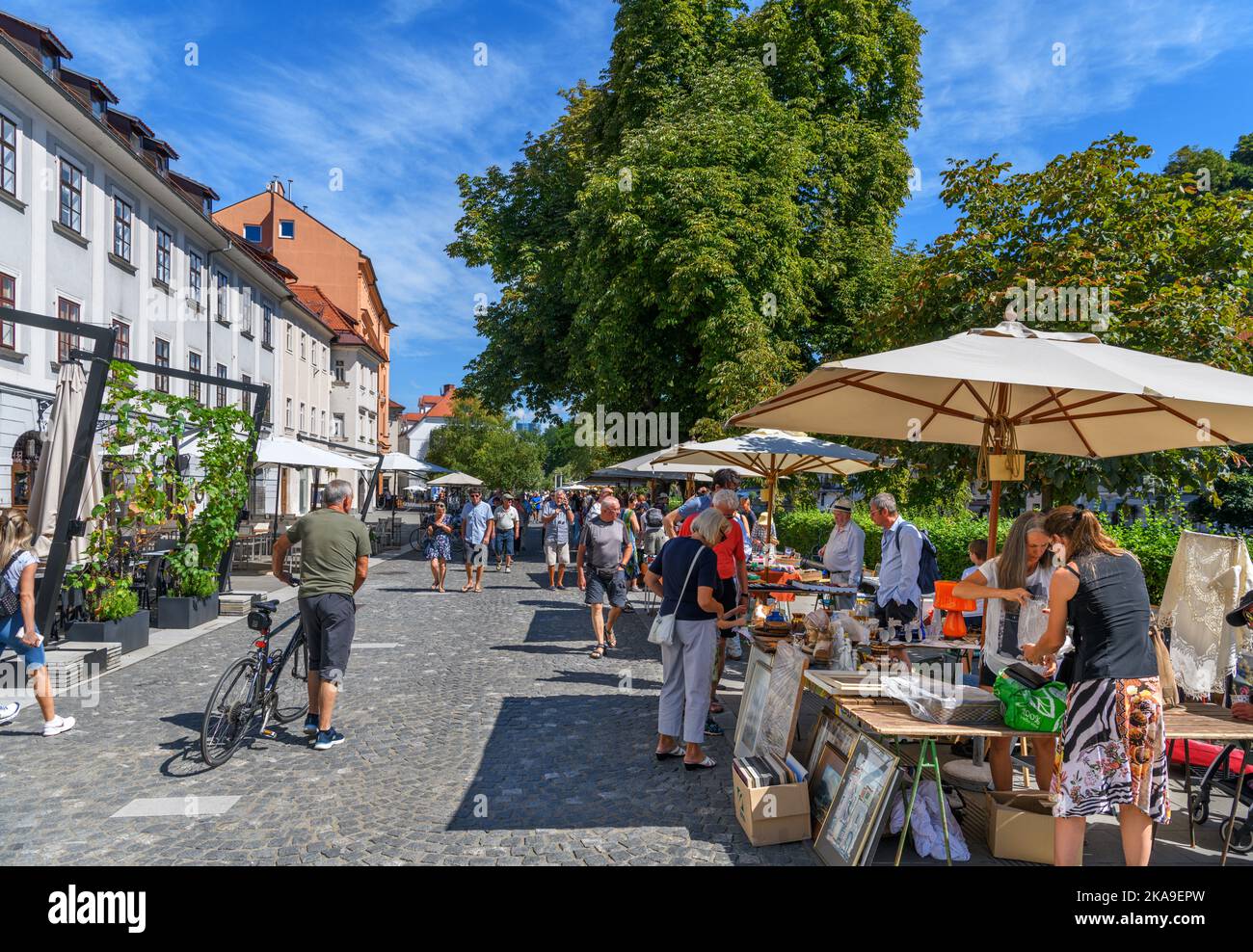Flea Market on Breg in the old town, Ljubljana, Slovenia Stock Photo