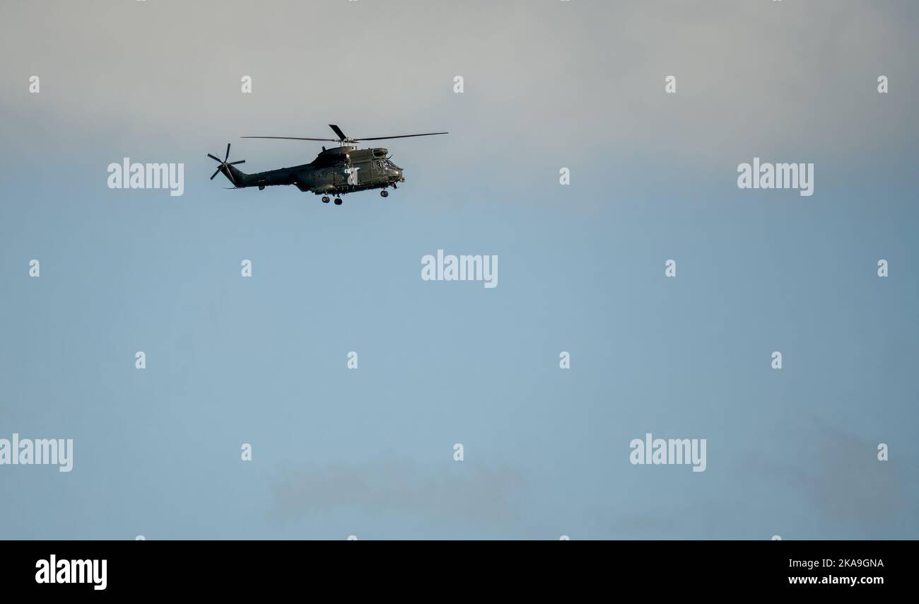 British Royal Air Force Joint Helicopter Command (JHC) Puma HC2 flying ...