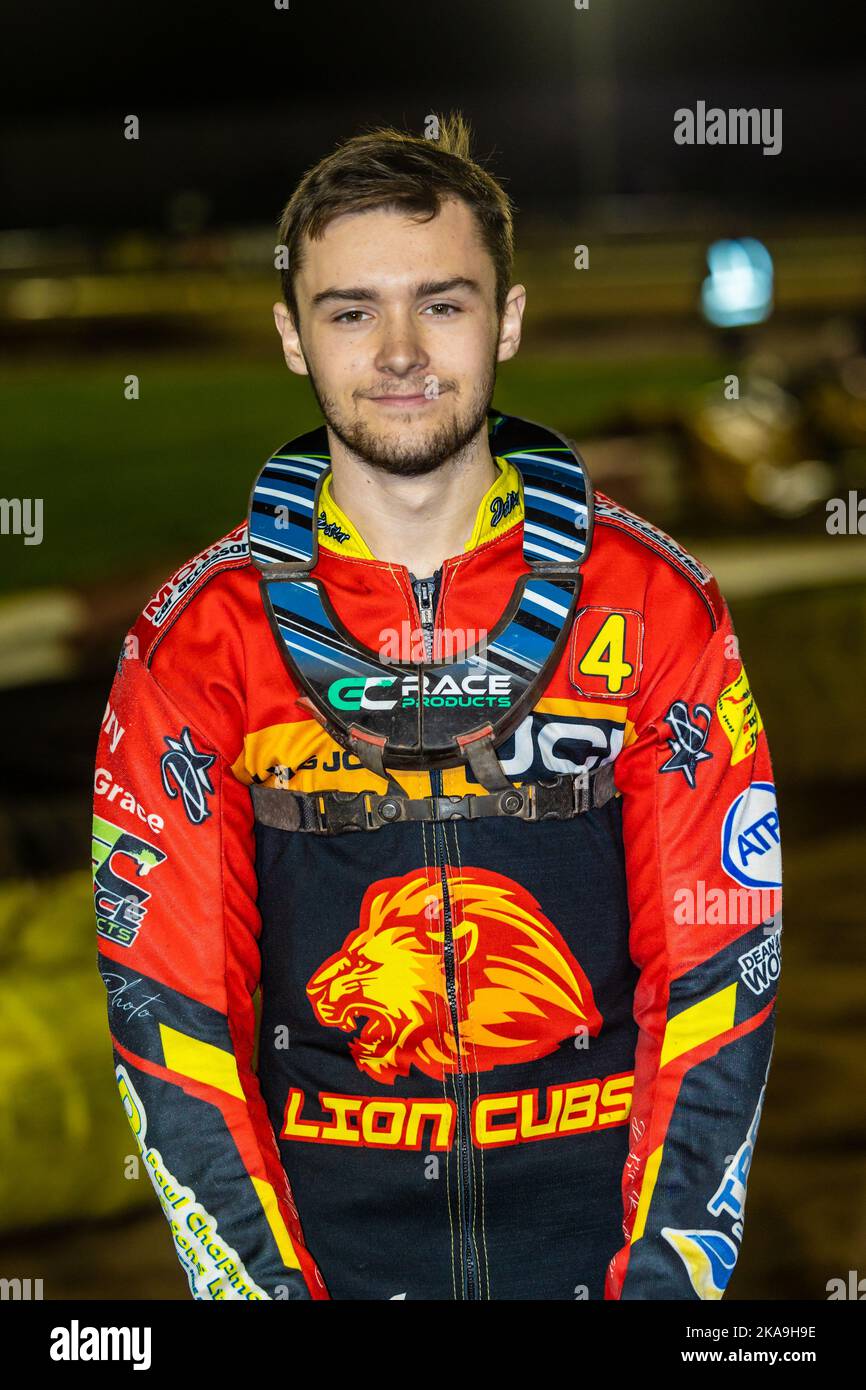 Tom Spencer - Leicester Lion Cubs speedway rider.  Portrait. Stock Photo