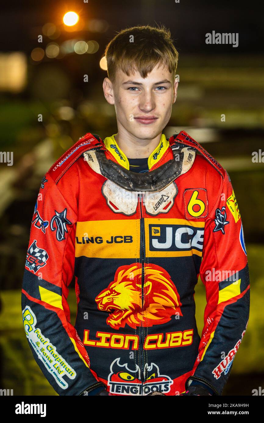 Vinnie Foord - Leicester Lion Cubs speedway rider. Portrait Stock Photo