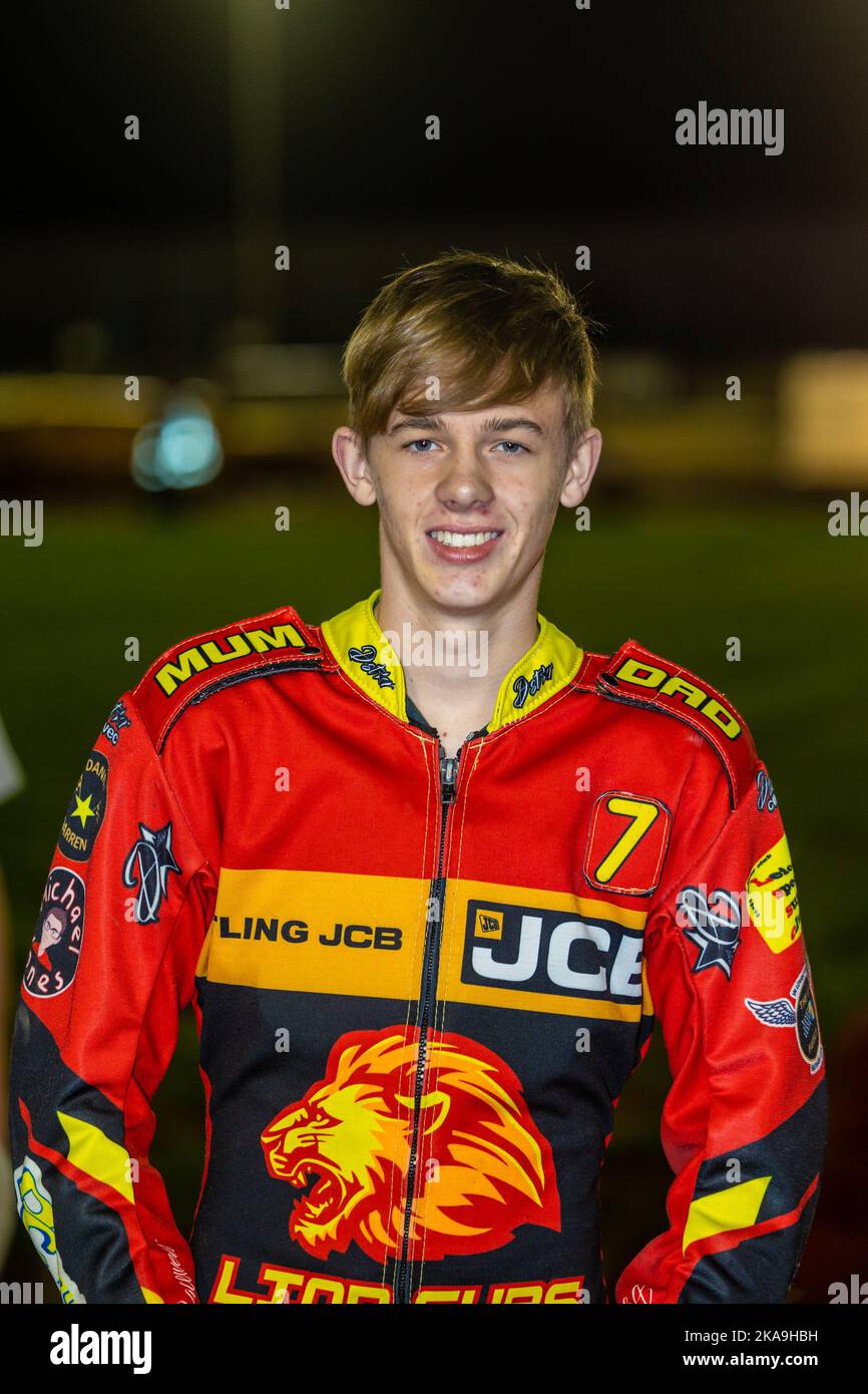 Mickie Simpson - Leicester Lion Cubs speedway rider.  Portrait. Stock Photo
