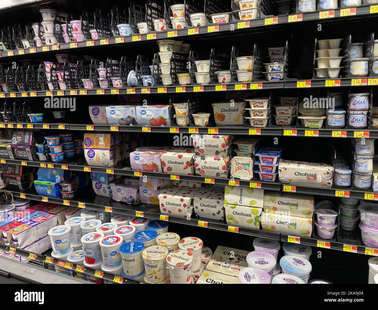 Grovetown, Ga USA 04 21 22 Walmart retail store interior yogurt