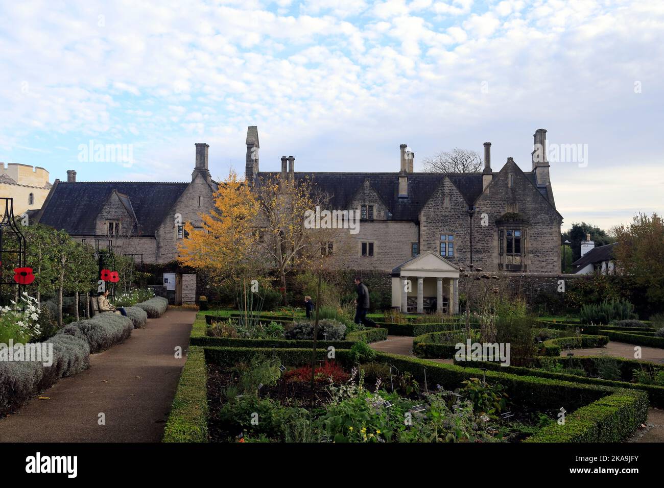Cowbridge Physic garden. Young family enjoy the gardens. Old Cowbridge