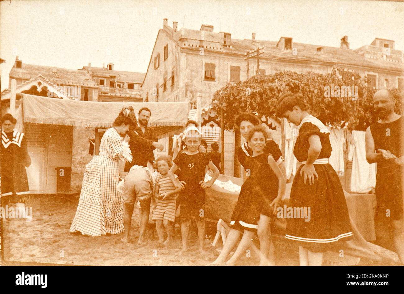 An italian family poses during their holidays period in a location of Ligurian coast at the beginning of XX century Stock Photo