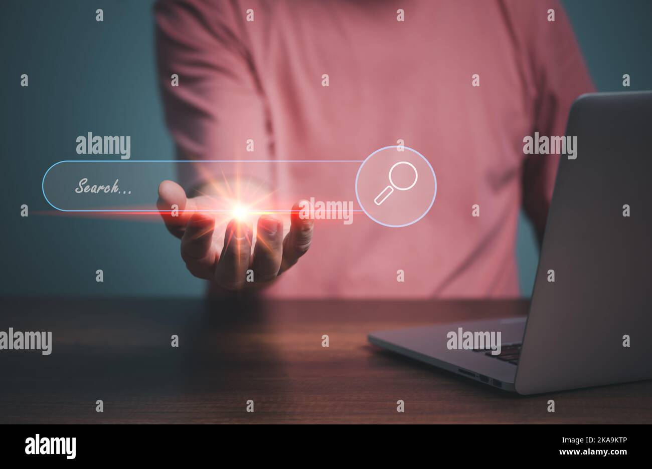 Search Engine Optimization SEO Networking Concept, Hand of businessman