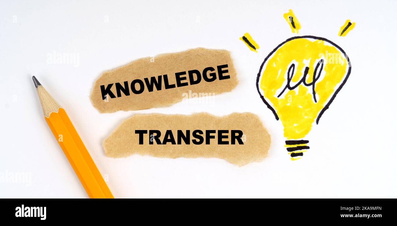 Written Knowledge Business and finance concept. A lamp is drawn on a white sheet, there ...