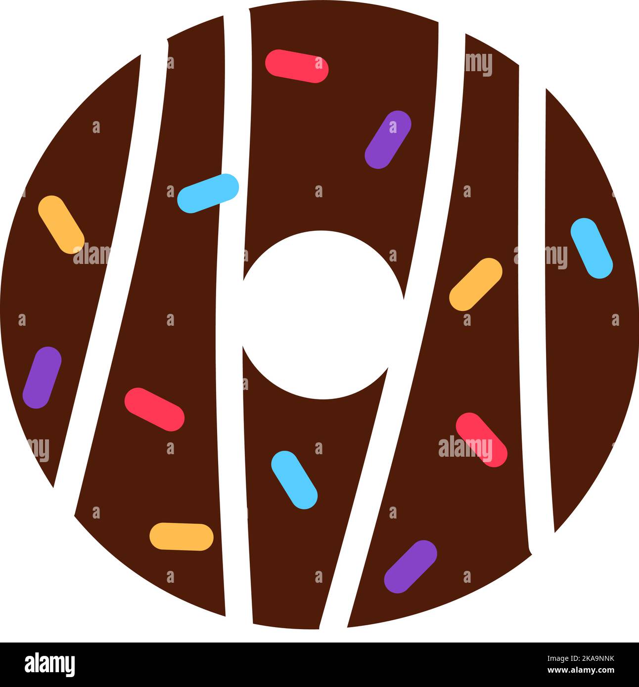 Colorful flat chocolate donut isolated on white Stock Vector Image ...