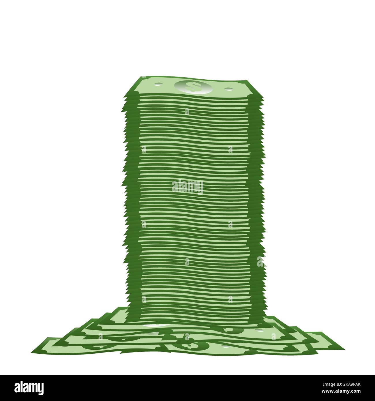 Banknotes, greenback banknote, money pile, stacked cash. Casino bonus, profits and income earnings, vector illustration Stock Vector