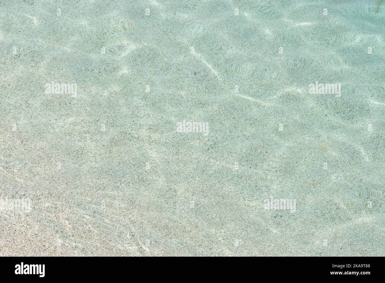 Soft blue sea wave on clean sandy beach. Stock Photo