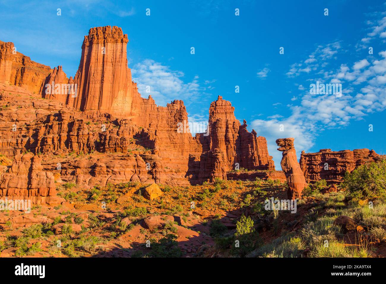The Fisher Towers, from left, the Kingfisher, Cottontail, Ancient Art
