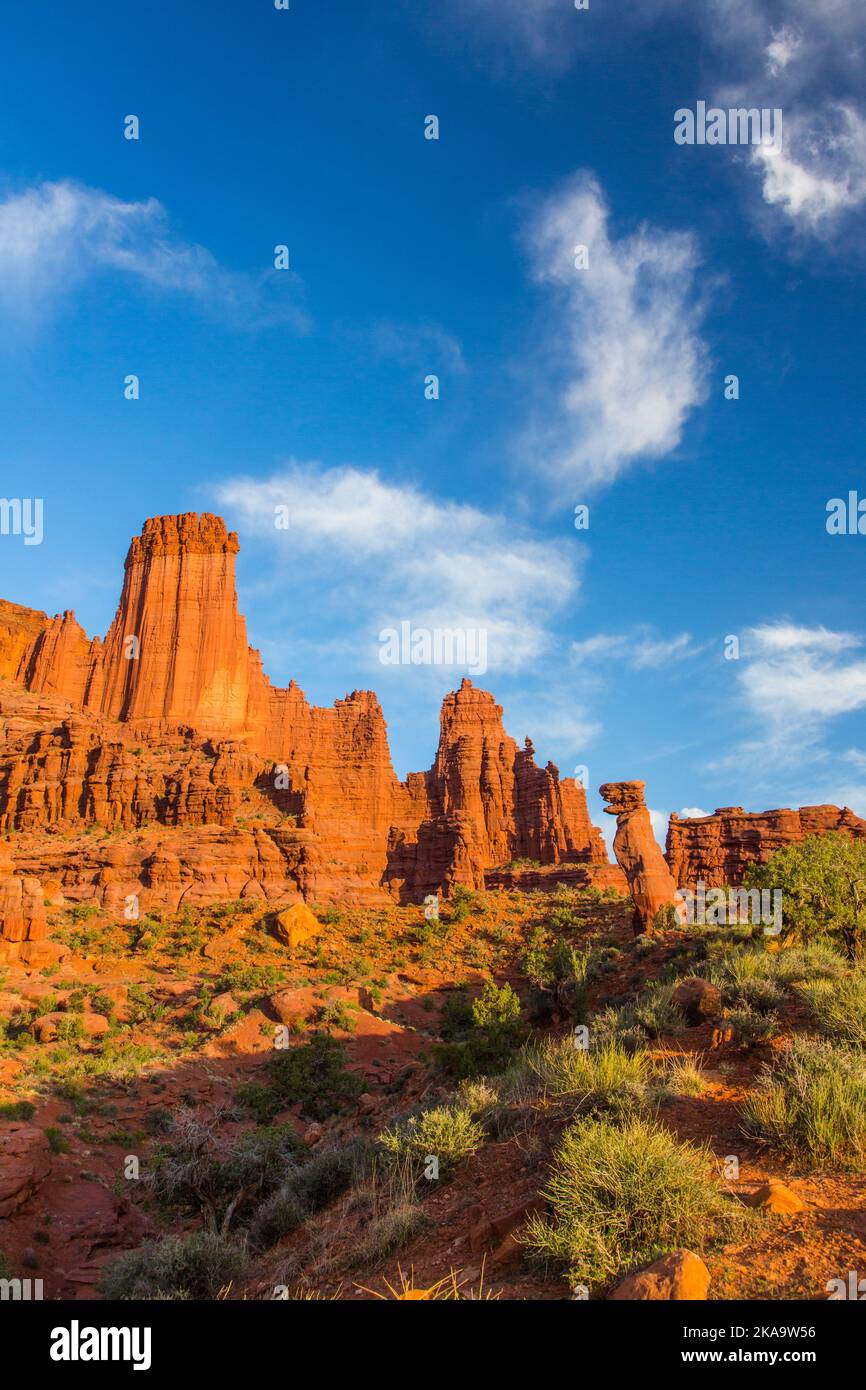 The Fisher Towers, from left, the Kingfisher, Cottontail, Ancient Art