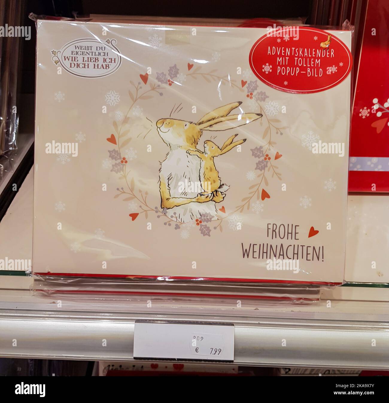 Berlin, Germany, October 2019 boxes of advent calendars with small