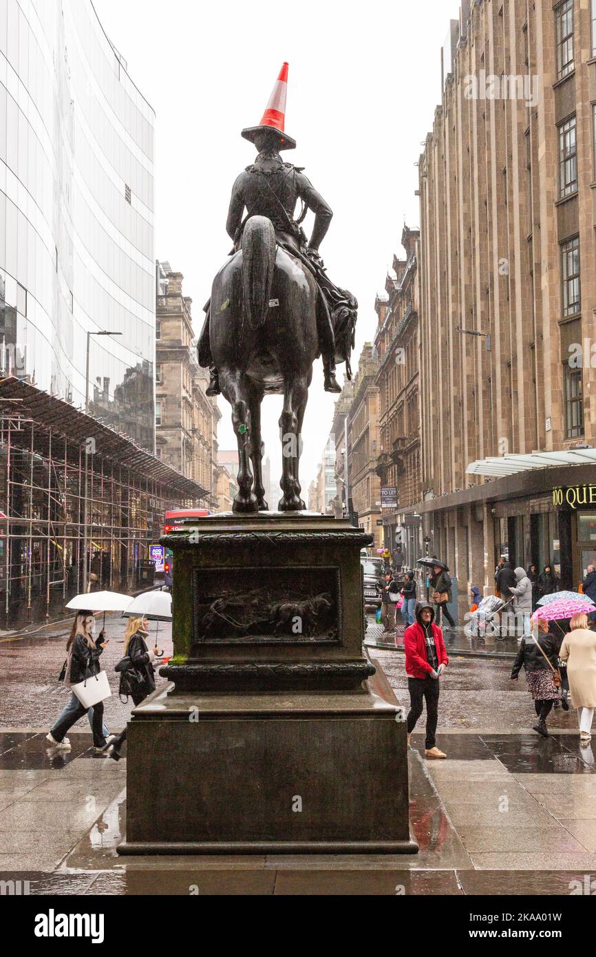 Equestrian statue of the Duke of Wellington, famous for having a