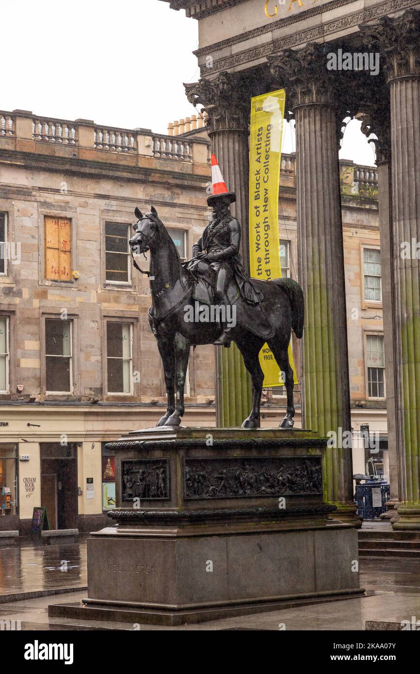 Equestrian statue of the Duke of Wellington, famous for having a